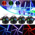 Uking 4pcs jeux de lumiere dj - 200w lyre led rotation lumi�re de sc�ne 10 rgbw led + laser led gypsophile ...