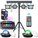 Uking ensemble de 6 jeux de lumiere compacts et puissants + portique lumi�re dj + machine � fum�e + lyre ...