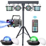 Uking ensemble de 6 jeux de lumi�re compacts et puissants + portique lumi�re dj + machine � fum�e lumi�re ...