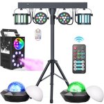 Uking ensemble de 6 jeux de lumiere dj compacts et puissants + machine � fum�e + portique r�glable lumi�re ...