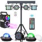 Uking ensemble de 7 jeux de lumi�re compacts et puissants + machine � fum�e + portique lumi�re dj lumi�re ...