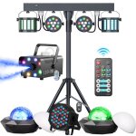 Uking ensemble de 7 jeux de lumi�re compacts et puissants + portique lumi�re dj + machine � fum�e lumi�re ...
