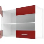 Ultra meuble haut vitre de cuisine l 80 cm - rouge mat