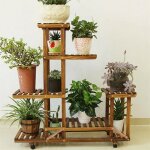 Unho Étagère à fleurs en bois à roulettes porte plante intérieur - extérieur echelle fleurs pour jardin ... Unho Étagère à fleurs en bois à roulettes porte plante intérieur - extérieur echelle fleurs pour jardin ...