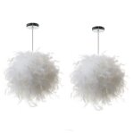 Uni lot de 2 pendentif abat - jour � plumes blanches pour plafond abat - jour non �lectrique avec bague ...