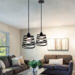 Uni lot de 3 lustre suspension industrielle cage forme de ressort e27 20cm fer abat - jour métal noir ... Uni lot de 3 lustre suspension industrielle cage forme de ressort e27 20cm fer abat - jour métal noir ...