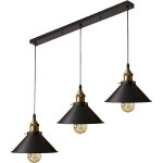 Uni 3 t�te r�tro vintage lustre suspension industrielle e27 22cm lampe abat - jour m�tal luminaire pour ...