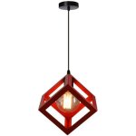 Uni lustre suspension cage cube carr rouge 1pcs
