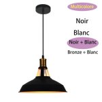 Uni lustre suspension industrielle r�tro plafonnier en fer m�tal abat - jour luminaire 27cm noir + blanc ...