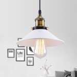 Uni pendentif luminaire lustre suspension rtro industrielle forme de chapeau lampe de fer - blanc
