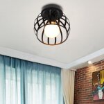 Uni plafonnier industriel noir cage en form boule suspensions luminaire e27 lustre pour salon chambre ...