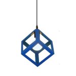 Uni plafonnier lustre eclairage suspension pendentif cube carr� bleu