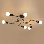 Uni plafonnier lustre vintage led lampe industrielle cuisine salon moderne plafonnier noir 6 t�te