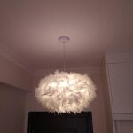 Uni suspension luminaire plumes pendentif lustre abat - jour armature 45cm plafonnier pour chambre all�e ...