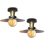 Uni vintage plafonnier abat - jour m�tal lustre suspension industrielle e27 40w noir 2pcs