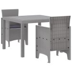 Unique * ensemble repas jardin 3 pi�ces - uu - style rustique - avec coussins en poly rattan gris clair ...