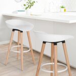 Urban meuble - 2 pcs tabouret de bar blanc - tabouret cuisine avec pieds bois style design moderne & ...