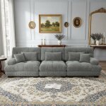 Urban meuble canap� modulable 3 places en tissu chenille gris