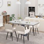 Urban meuble - ensemble de salle � manger - 5 pi�ces - table � manger extensible blanche - avec 4 noir ...