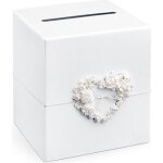 Urne blanche avec coeur de roses 235 x 24 cm - blanc