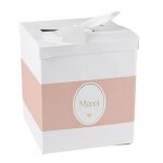 Urne carton merci bapt�me 21x25cm rose