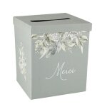 Urne dcorative - 73 - botanique - carton pais - vert de gris - 21x25cm
