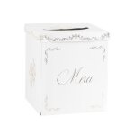 Urne carton merci noblesse vintage 21x25cm blanc