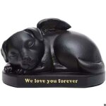 Urne fun�raire pour chien - pzcc - noire - ailes dange - inscription � nous taimons pour toujours �