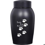 Urne fun�raire moderne en acier inoxydable noir pour chiens et chats avec inscription je taimerai toujours ...