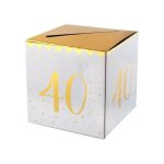 Urne tirelire anniversaire 40 ans blanc et or mtallis