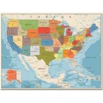 Usa �tats - unis carte affiche taille d�coration murale grande carte des usa - 60x80cm sans cae salle ...