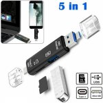 Lecteur de carte mmoire 5 en 1 - snakiox - noir - usb 3. 0 - type - c - micro usb