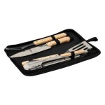 Ustensiles � barbecue en bois et malette en toile - neka