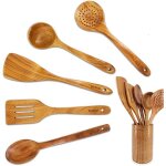 Ustensiles de cuisine - cologique - set de 6 en bois dacacia - anti - rayures - durable - pratique