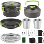 Ustensiles kit pan pot kettle set produits en acier inoxydable pour pique - nique vert cuisine de plein ...