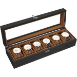 Uten bo�te � montres en bois 6 compartimentscoffret � montres avec couvercle en verrecoussinets coton ...