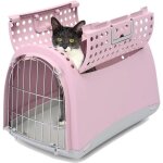 Cage de transport - vadigran - linus cabrio - plastique - 50x32x345 cm - rose