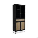Vaisselier 2 portes vitrées 1 tiroir effet cannage noir - l80 cm - 80 cm x 40 cm x 195 cm - vienna noir ... Vaisselier 2 portes vitrées 1 tiroir effet cannage noir - l80 cm - 80 cm x 40 cm x 195 cm - vienna noir ...
