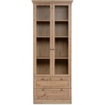 Vaisselier 2 portes vitrées 2 tiroirs effet chêne 80 cm - saga Vaisselier 2 portes vitrées 2 tiroirs effet chêne 80 cm - saga