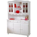 Laurie - buffet vaisselier 5 portes 3 tiroirs bois massif vernis blanc