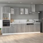 Vaisselier / buffet de cuisine - rustique meuble micro - ondes lyon - gris sonoma - 60x57x207 cm - bois ...