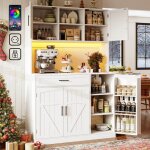 Buffet cuisine 110 cm avec �clairage ledmeuble haut de rangement vaisselier avec 2 prise et 2 ports usb ...