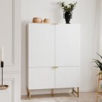 Vaisselier edith - blanc mat - 4 portes - 8 �tag�res - accents en m�tal couleur or