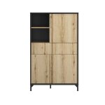 Vaisselier industriel 3 portes 1 tiroir - l94 x h153 x p41 cm - 94 cm x 41 cm x 153 cm - esteban bois ...