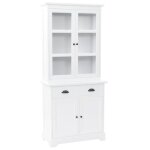 Vaisselier - mdf et bois de pin - 4 portes - 2 tiroirs - blanc