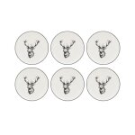 Vaisselle cerf en porcelaine blanche et noire (lot de 6) assiette 19