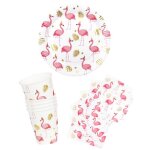 Vaisselle jetable - kit anniversaire vaisselle jetable flamant tropic