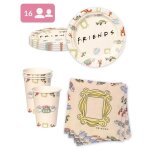 Vaisselle jetable - kit anniversaire 16 personnes friends