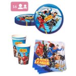 Vaisselle jetable - kit anniversaire 16 personnes justice league