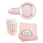 Vaisselle jetable - kit vaisselle jetable baby shower rose